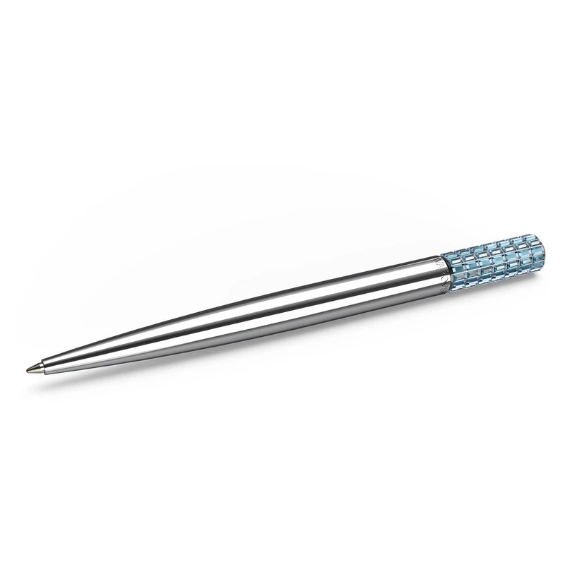 Swarovski Lucent Ballpoint Pen, Silver Tone Casing with Aqua Flatback Crystals from the Lucent Collection