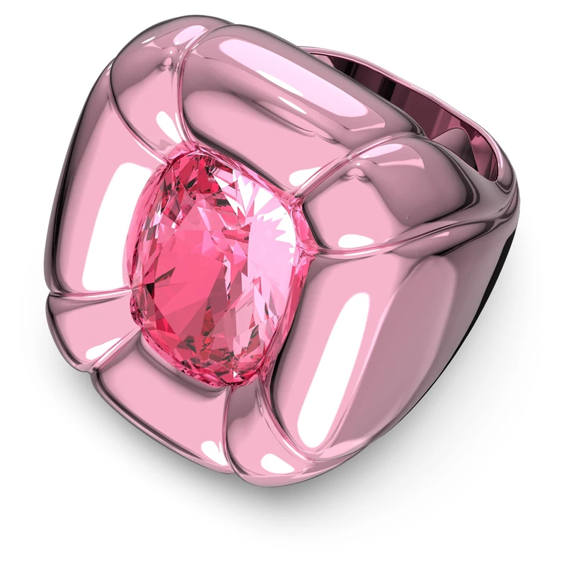 Swarovski Dulcis Cocktail Ring, Pink Cushion Cut Crystal and Pink Aluminium, from the Dulcis Collection, Size 52