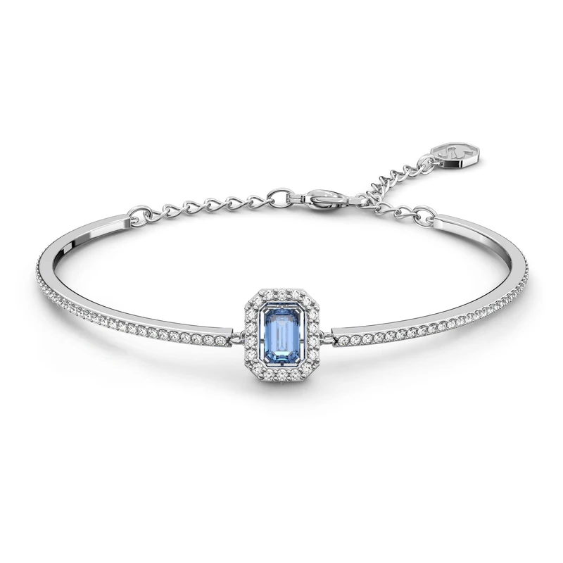 Swarovski Blue Crystal Bangle, Octagon Cut Blue Crystal in a Rhodium Plated Setting, from the Millenia Collection