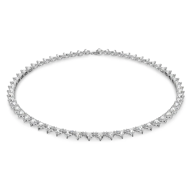 Swarovski Triangle Necklace - 38 cm Rhodium Plated White Crystals