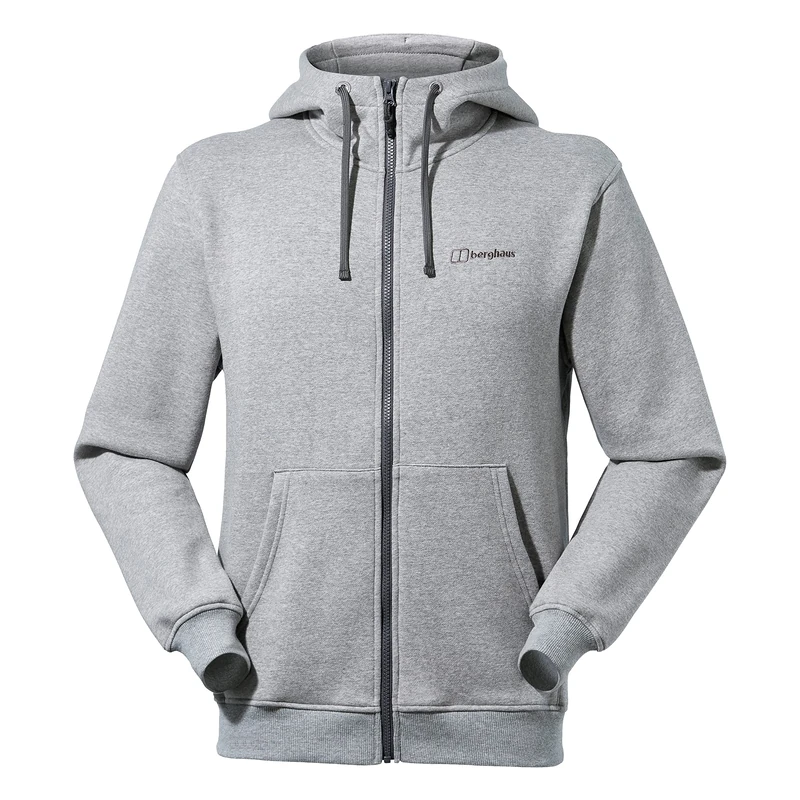 Berghaus Men's Logo Full Zip Hoodie | Added Warmth | Extra Comfortable Hoodie, Grey Marl Bci, XS