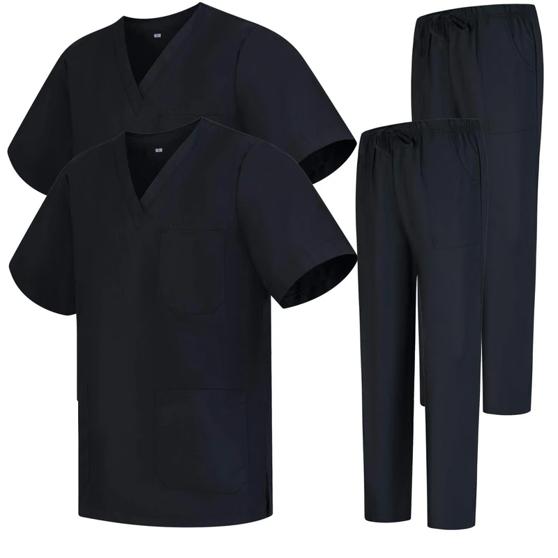 MISEMIYA - Pack * 2 Pcs - Uniforms Unisex Scrub Set – Medical Uniform with Scrub Top and Pants - Ref.2-8178 - Small, Black 68
