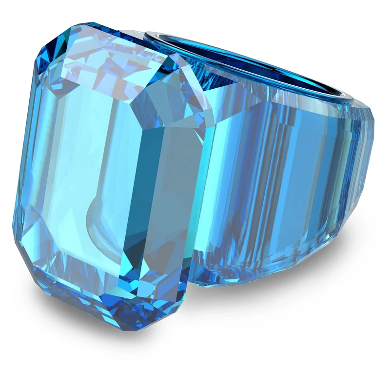 Swarovski Lucent Ring, Blue Octagon Cut Crystal and Blue Crystal Band with Metal Inlay, from the Lucent Collection, Size 60 - Image 1