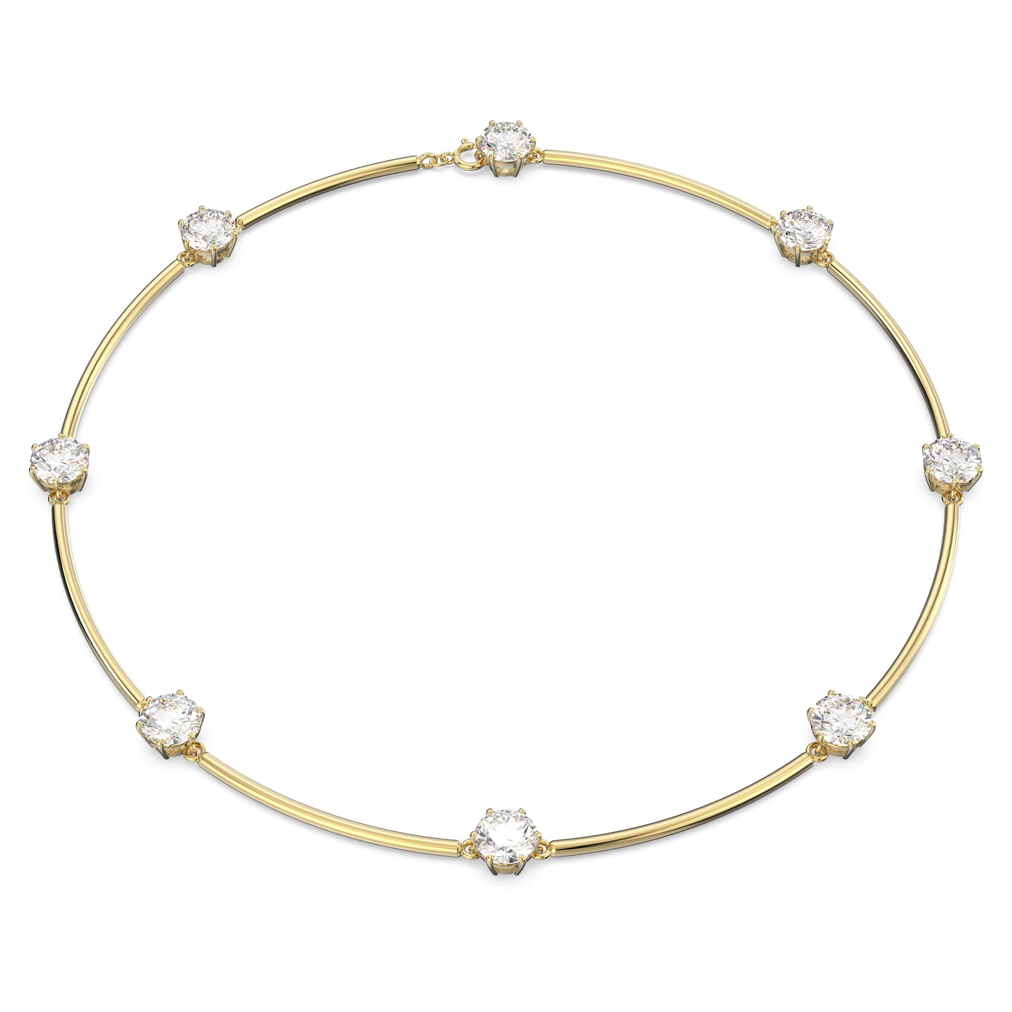 Swarovski Necklace, Adjustable Round Cut White Crystal, Gold Tone Plated Choker, from the Constella Collectino