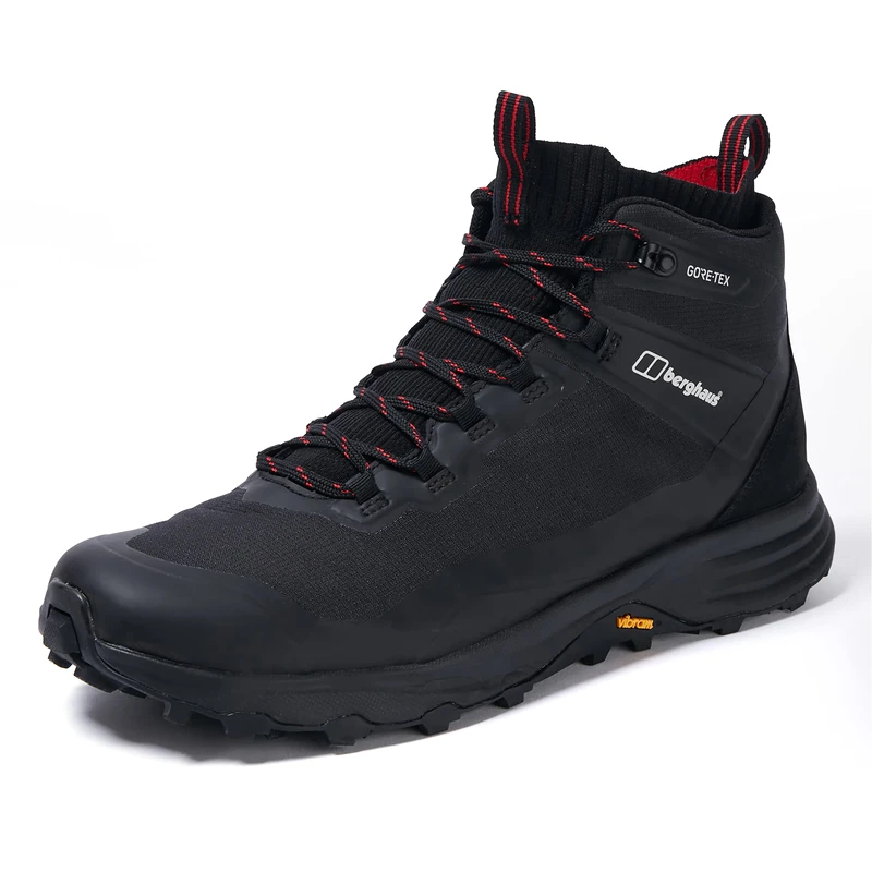 Berghaus Men's Vc22 Multisport Gore-Tex Mid-Ankle Walking Hiking Boots | Durable | Waterproof | Breathable | Vibram, Black/Red, 9