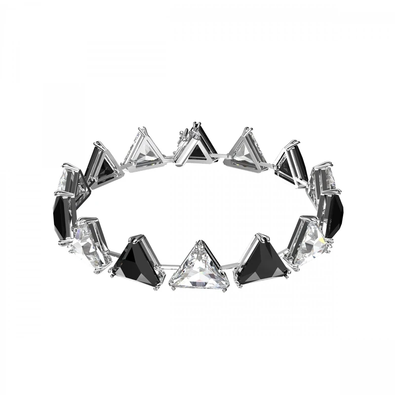 Swarovski Millenia bracelet, Triangle cut crystals, Black, Rhodium plated