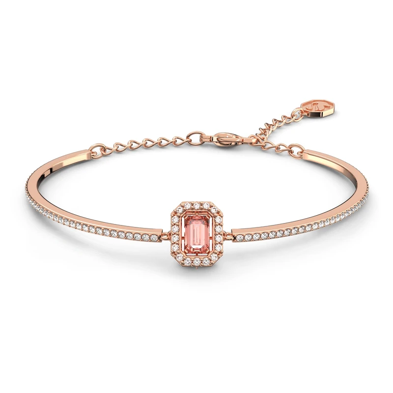 Swarovski Pink Crystal Bangle, Octagon Cut Pink Crystal in a Rose Gold Tone Plated Setting, from the Millenia Collection
