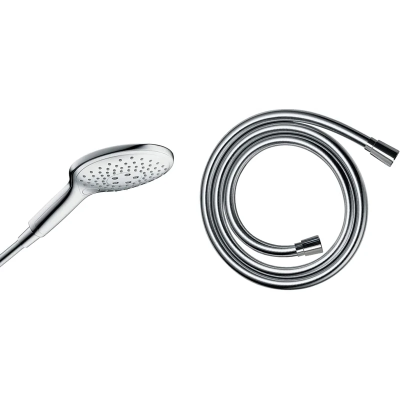 hansgrohe Raindance Select S 150 Hand Shower, 3 Spray Modes, Chrome & Isiflex Shower Hose 1,60m, Anti-Kink and Tangle Free, Chrome, 28276000