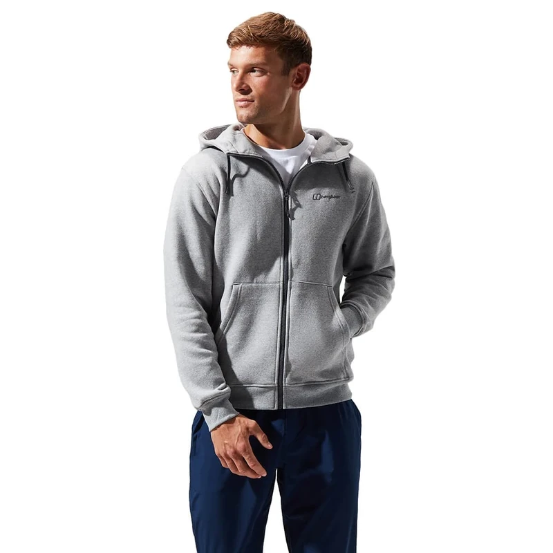Berghaus Men's Logo Full Zip Hoodie | Added Warmth | Extra Comfortable, Grey Marl Bci, 2XL