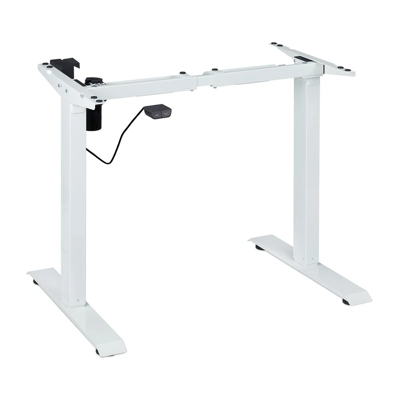 Relaxdays Height Adjustable Electric Extendable Table Frame 71-121 cm Steel White