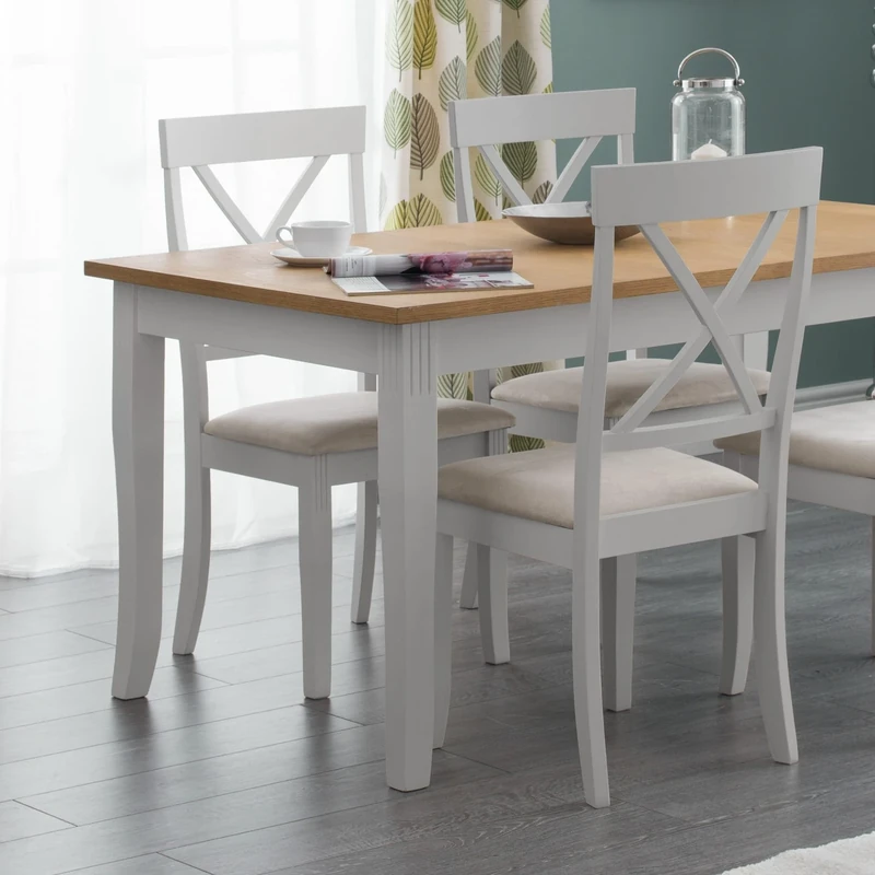 Julian Bowen Oak/Elephant Grey Wood Davenport Dining Chairs Set of 2