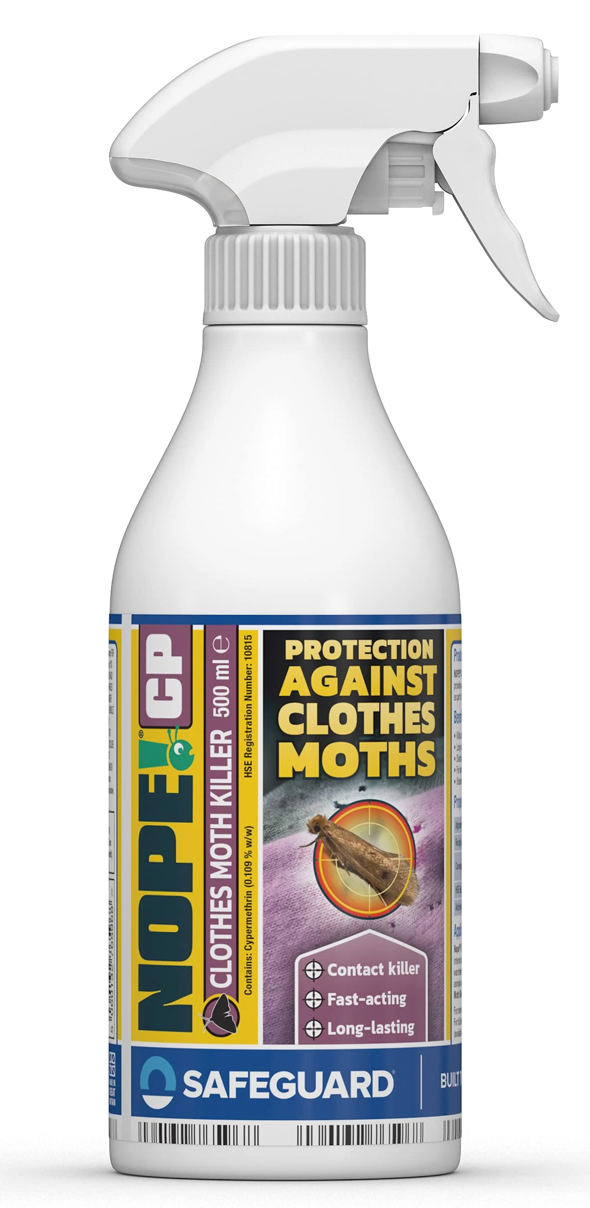 NOPE! CP Moth Killer Spray (500ml) - Fast acting, Odourless, Long-lasting Moth Repellent for Clothes, Home, Wardrobe, Room & Carpets.