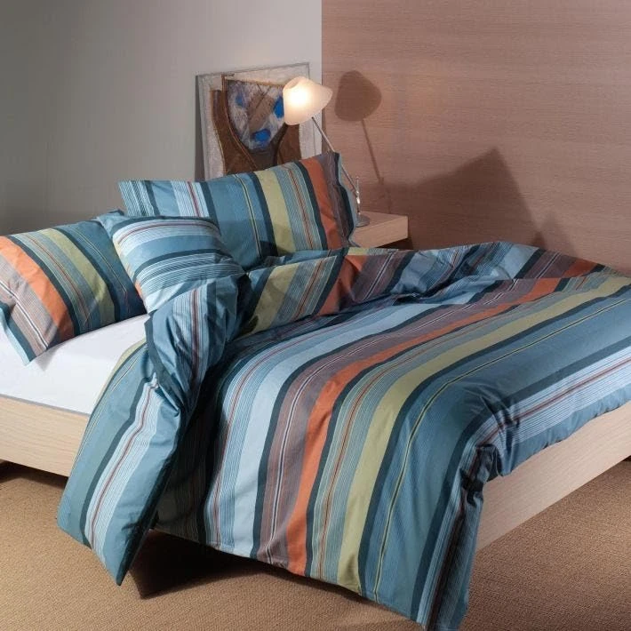 Caleffi Miller Duvet Cover Set, Cotton, Blue, Double, 40058, Caleffi
