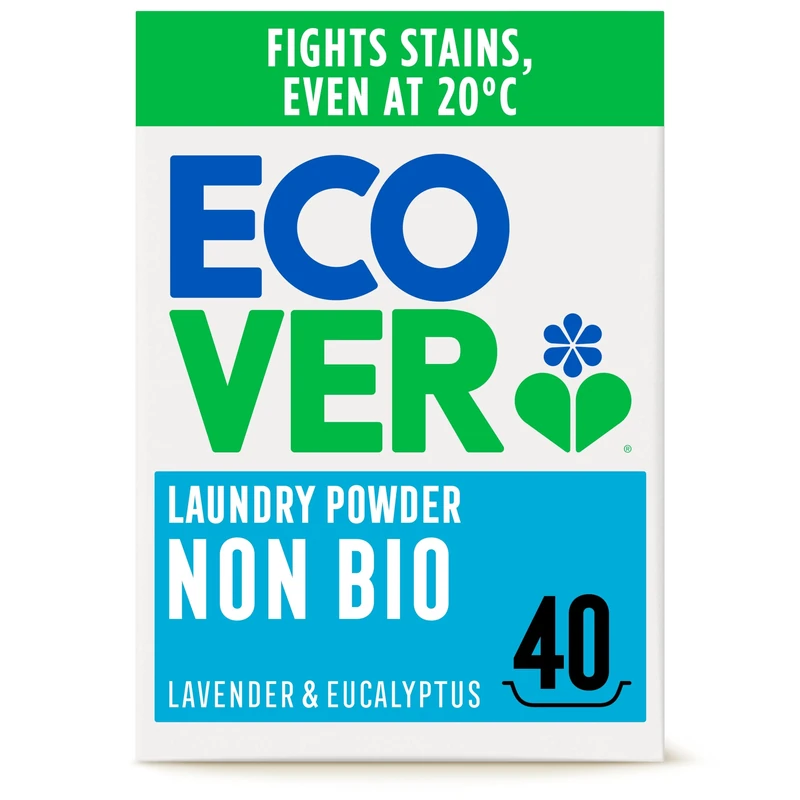 Ecover Non-Bio Laundry Detergent Powder, Laundry Washing Detergent, Fresh Lavender and Eucalyptus Scent, 1 x 40 Washes, 1 x 3 kg,