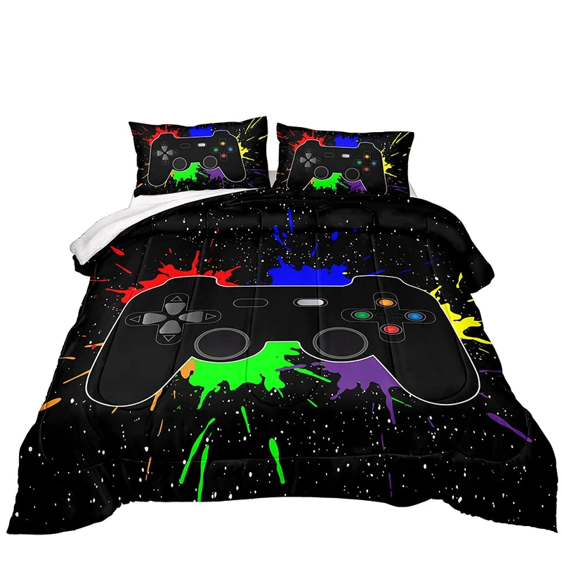 Z.Jian HOME Gaming Comforter for Boys Teen,Game Contoller Bedding Set for Boys Kids,Down Alternative Comforter for All Season,Gamer Home Decor (Comforter-Game27, Queen)
