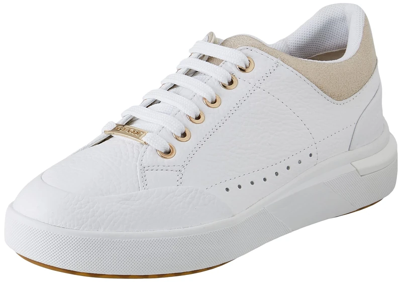 Geox Women's D Dalyla A Sneakers, White Champagne, 3 UK