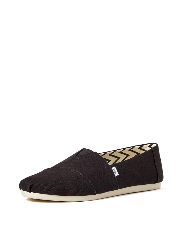 TOMS Men's Recycled Cotton Alpargata Loafer Flat, Black White, 6.5 UK