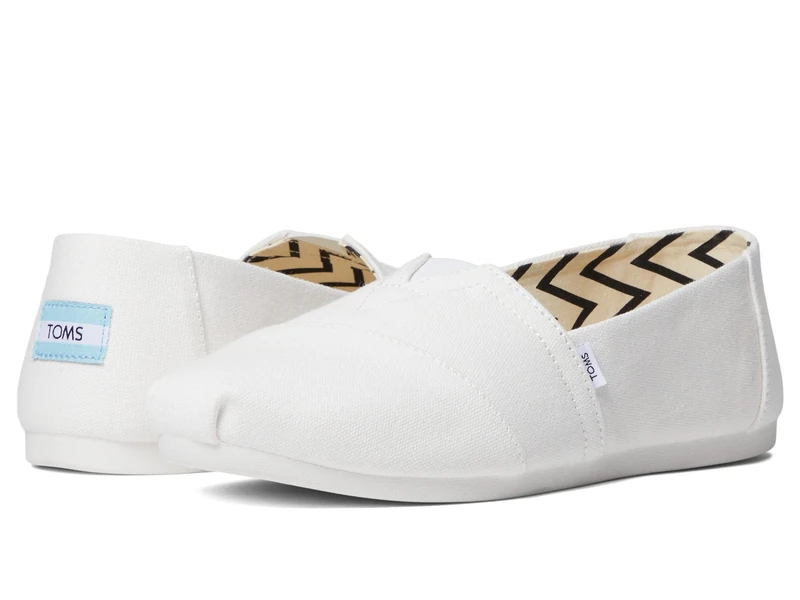TOMS Classic Canvas Alpargatas Slip-On Shoes – Effortless Style & Superior Comfort for All-Day Wear White