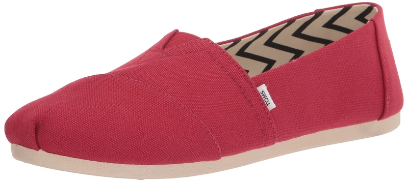 TOMS Womens Recycled Cotton Alpargata Loafer Flat, Red, 6 UK