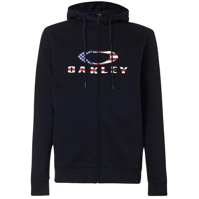 Oakley Men's Bark Full Zip Hoodie 2.0, Black/American Flag, XL