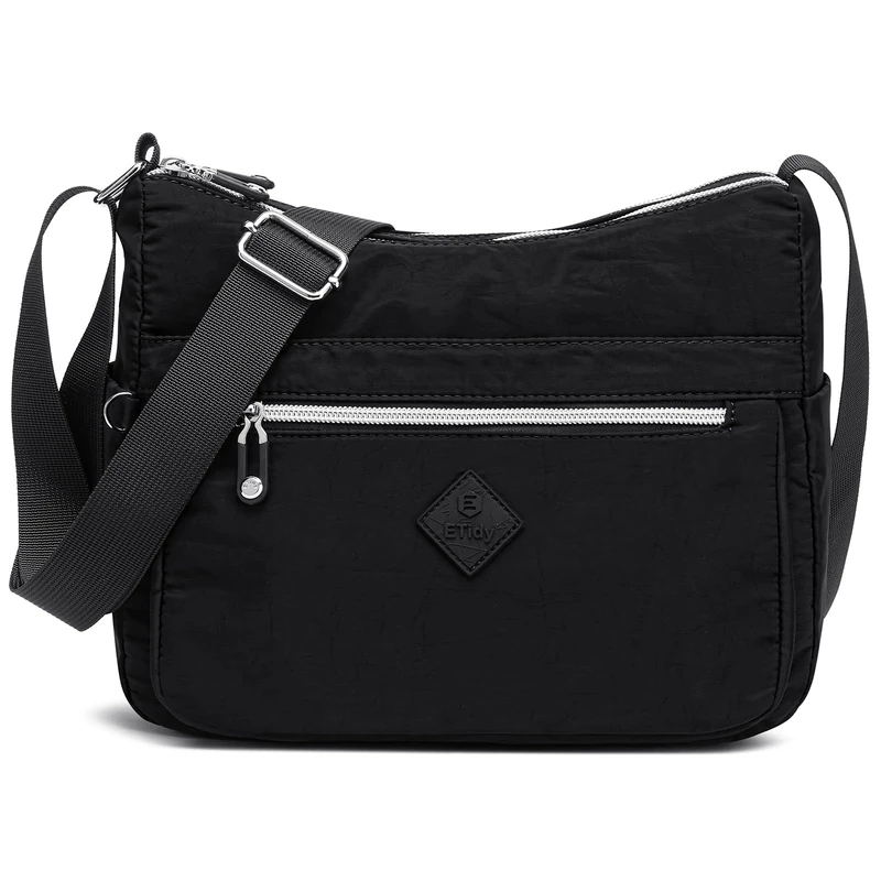ETidy Crossbody Bag For Women Waterproof Lightweight Casual Shoulder Handbag Purse Bookbag, L Size Black, L - Image 1