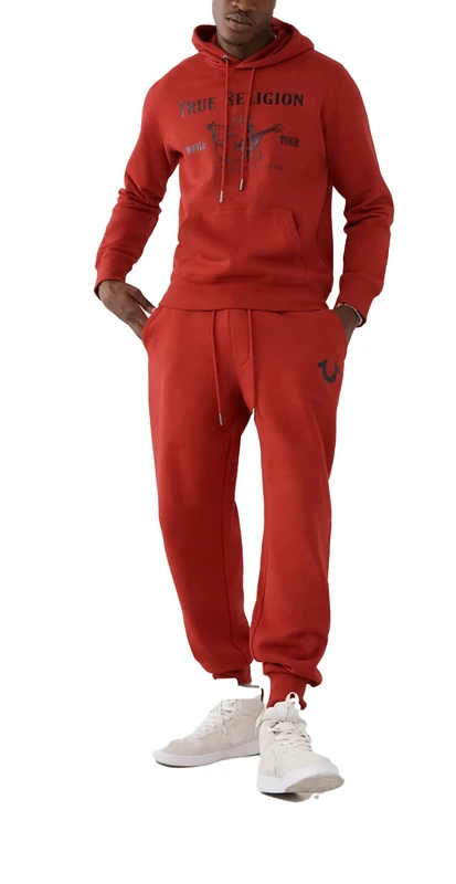 True Religion Men's Metallic Horseshoe Jogger, Ruby Red, XXXL - Image 1