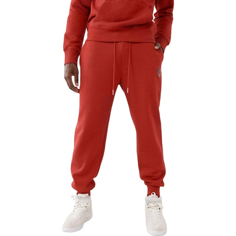 True Religion Men's Metallic Horseshoe Jogger, Ruby Red, XL