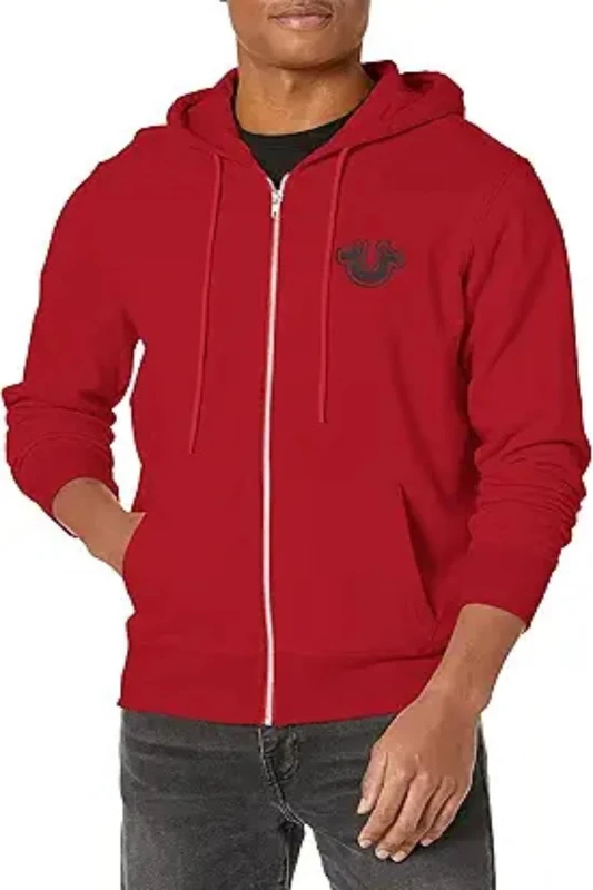 True Religion Men's Core Zip Up Hoodie, True Red, XL