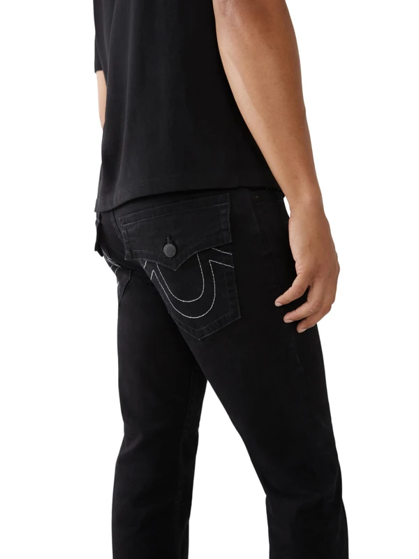 True Religion Men's Ricky Straight Leg Jean, 2sb Body Rinse Black, 33
