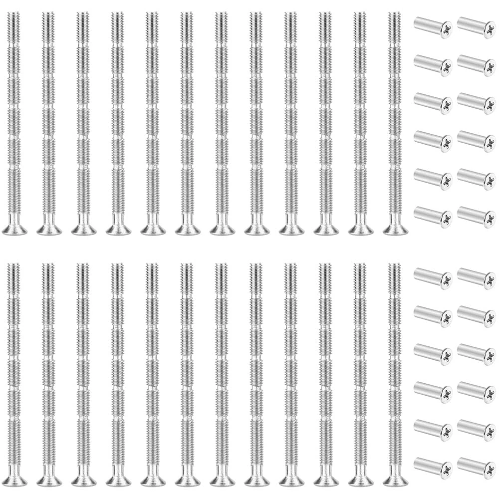 ZHIQIN 24Pcs M3 Door Handle Screws Sleeve Fixing Screws Connecting Sleeve Male to Female for Door Handle Roses Knobs and Escutcheons,Nickel Color