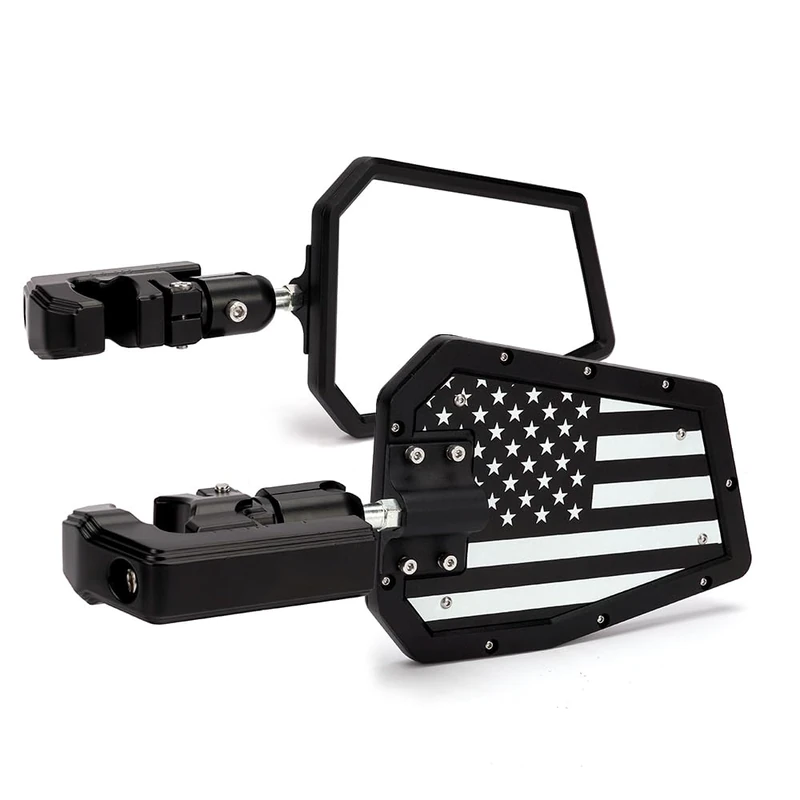 Xprite UTV Side Mirrors Fits 1.75"-2 Inch Roll Bar Cage, Heavy-Duty Aluminum Rear View Mirror Adjustable Bracket for Off-Road, SXS, Polaris RZR XP Turbo, Can-Am Maverick X3 (America Flag)