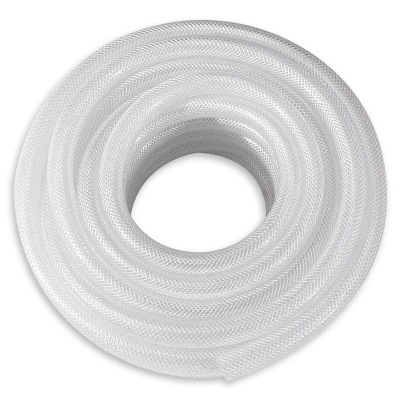 DAVCO 1/2" ID × 100 ft Heavy Duty Braided Clear Plastic Vinyl Tubing, Flexible High Pressure Reinforced PVC Vinyl Tube Hose, Non-Toxic, BPA Free