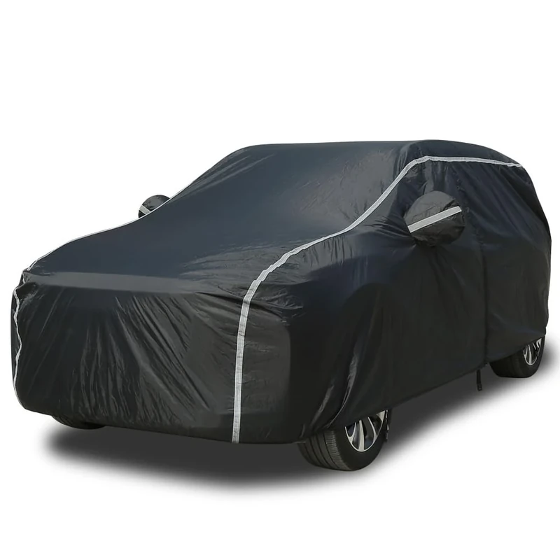 Car Cover Waterproof All Weather SUV - Coverado Black Car Cover UV Protection with Zipper Door, Cotton Backing Snowproof Hail Protection Windproof, Universal Fit for SUV (211"-220")