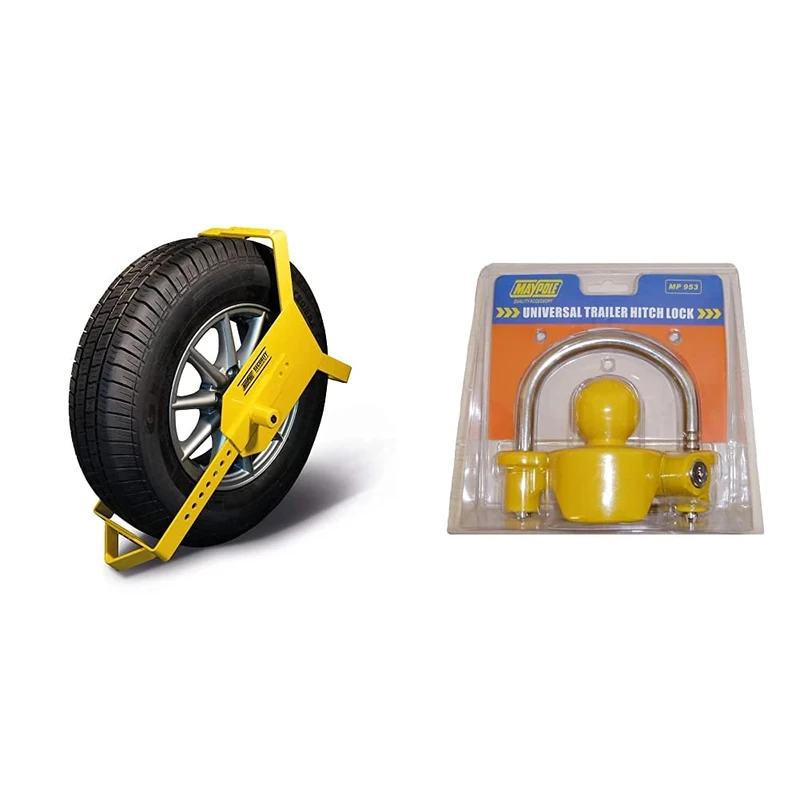 Maypole MP909 Heavy Duty Wheel Clamp & MP953 Universal Trailer Hitch Lock
