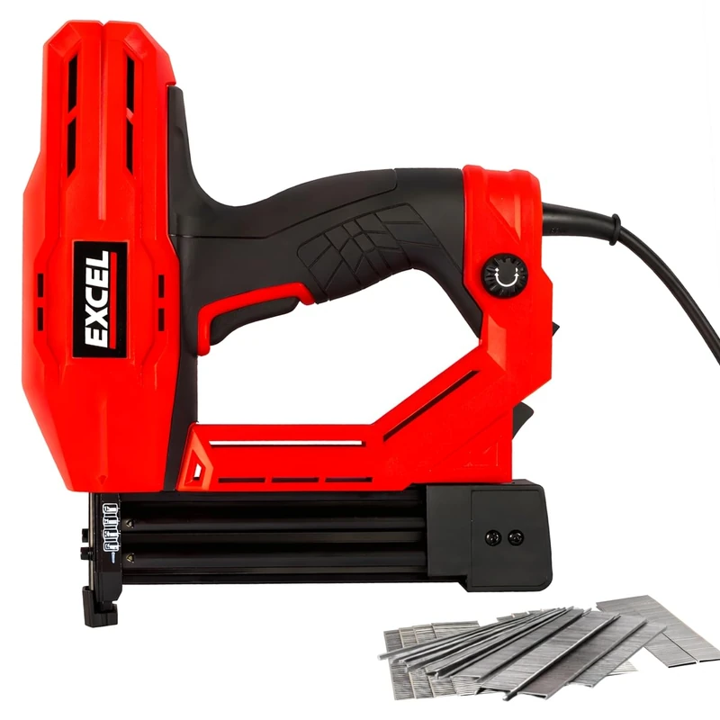 Excel 2-in-1 Electric Stapler Nailer Gun 15-32mm 18 Gauge Heavy Duty 240V~50Hz - Electric Nail Gun - Corded Nailer Gun - Ideal for Woodworking, Decorating, Construction Jobs