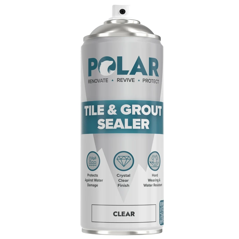 Polar Tile & Grout Sealer Clear Spray - 400ml - Instantly Waterproofs and Protects Floor Tile Grout on Bathroom, Shower & Kitchen Tiles, Stone Masonry - For Interior & Exterior Surfaces