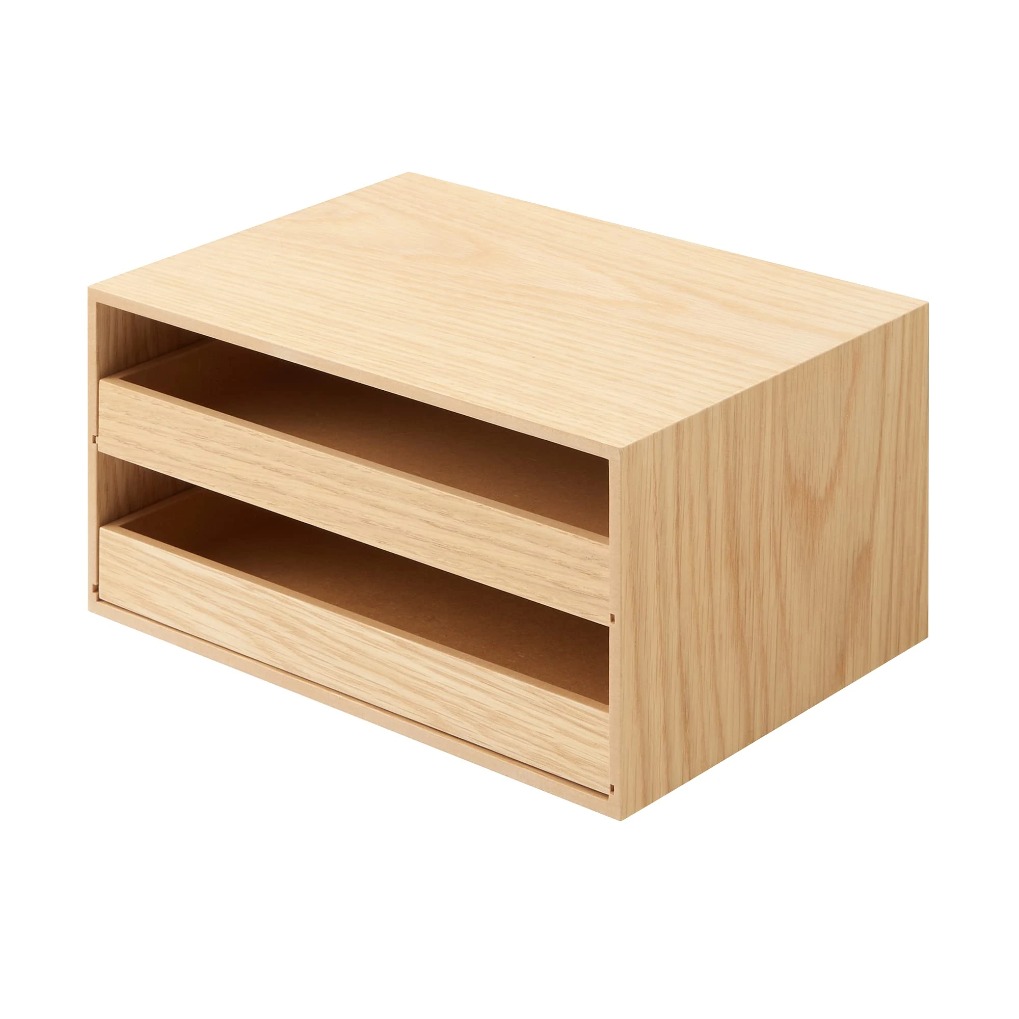 Muji 44310229 Wooden Tray Storage, 2 Drawers, Approx. Width 9.8 x Depth 6.7 x Height 4.9 inches (25.2 x 17 x 12.6 cm)