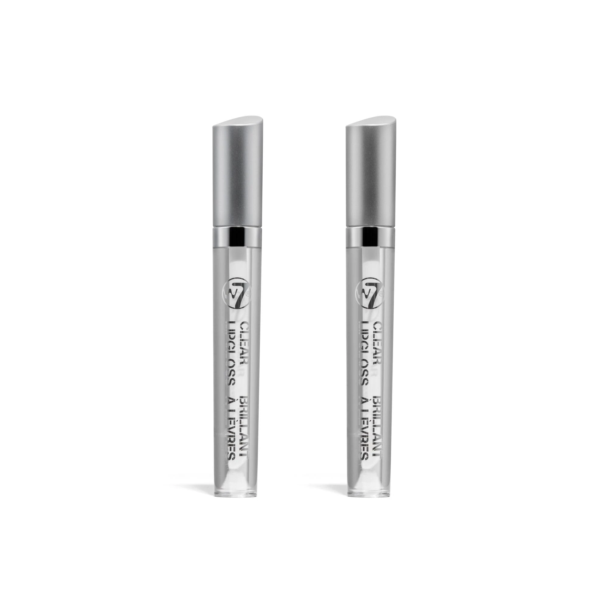 W7 Lip Gloss Wand - Soft Clear Liquid Gloss - Non-Sticky, High-Shine Finish - 2 Pack