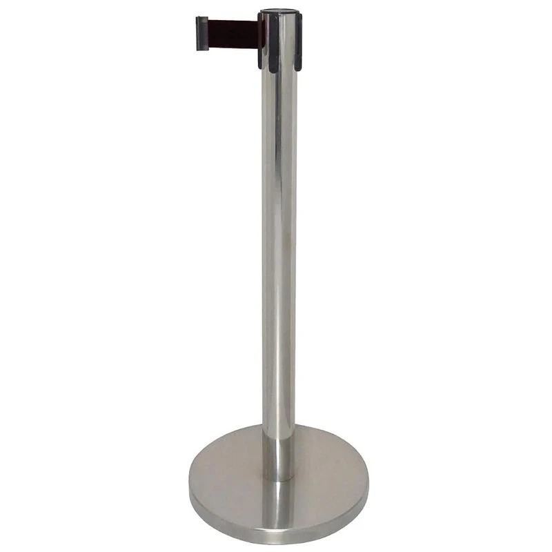 Bolero Polished Stainless Steel Barrier with Extended up to 3m Black Strap - Highly Stylish and Functional - H935mm
