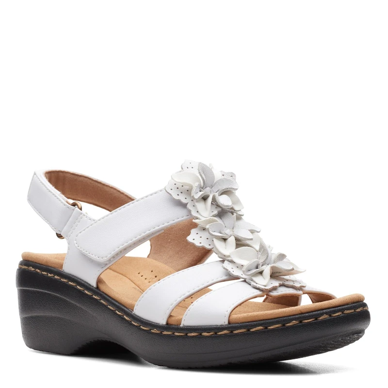 Clarks Women's Merliah Sheryl Heeled Sandal, White Synthetic/Leather Combi, 7 UK - Image 1