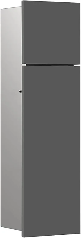 Emco Asis Pure 975551503 Flush-Mounted Cupboard Module, Bathroom Cabinet as Toilet Roll Holder and Toilet Brush Holder, Tall Cabinet with Push to Open Function, Grey Matt Stop on the Right