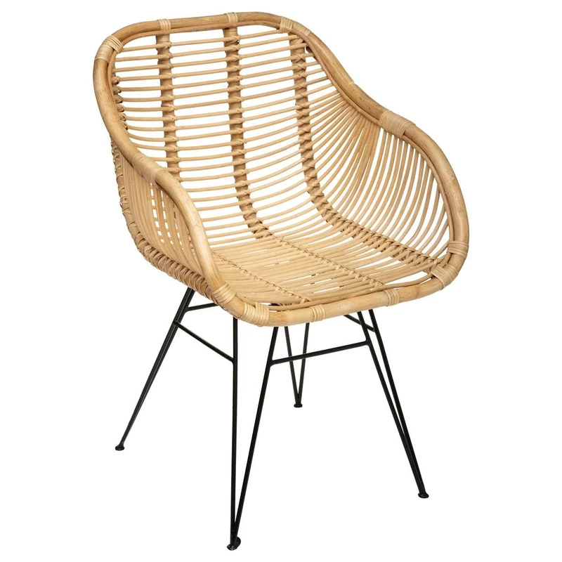 Atmosphera ATM-179025 Rattan Armchair with Metal Legs Natural cm
