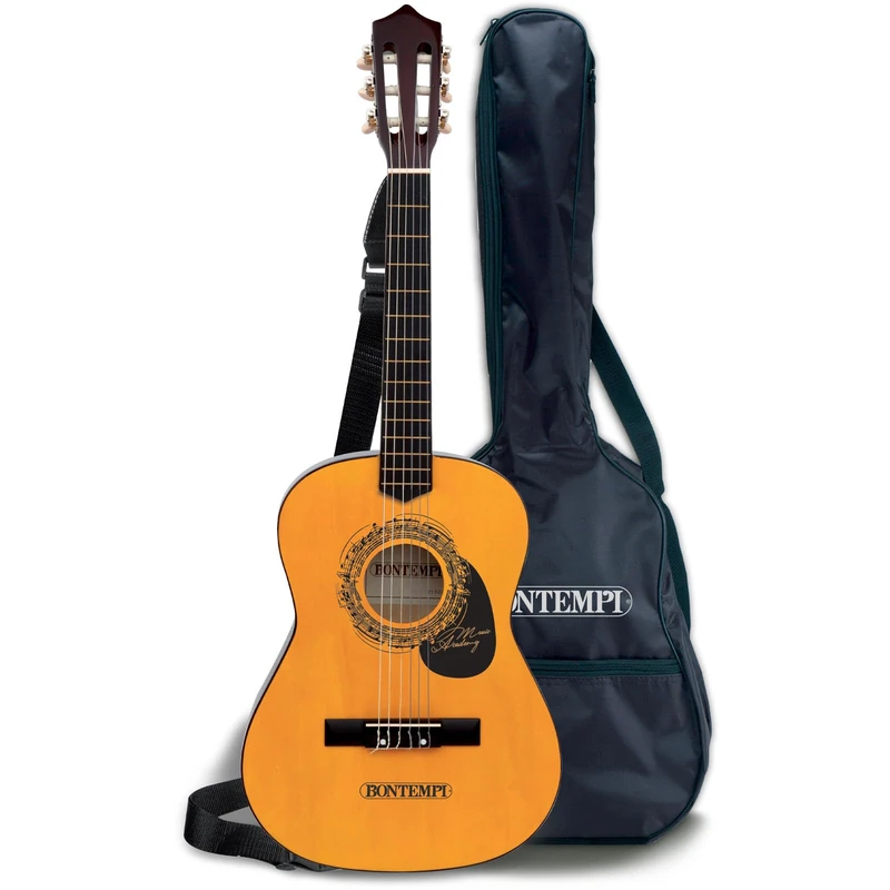 Bontempi | WoodHarmony 75cm Wooden Classical Guitar with Bag for Authentic Musical Adventures, Dark Brown