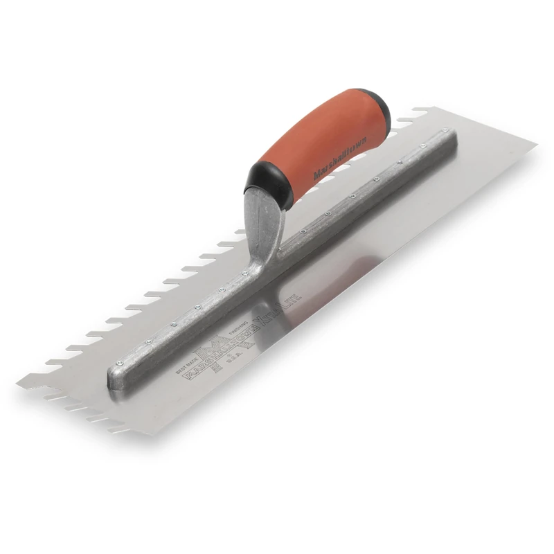 Marshalltown LayFlat 13mm Notch Trowel 16 x 4in, Features Unique Wave-Shaped notches That Eliminate air Pockets Between The Substrate and Tile.