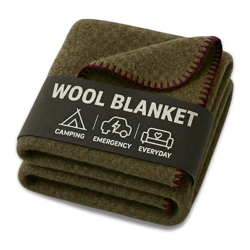 JMR Olive Green 66X90 Military Wool Blanket for Emergency,Camping & Everyday Use