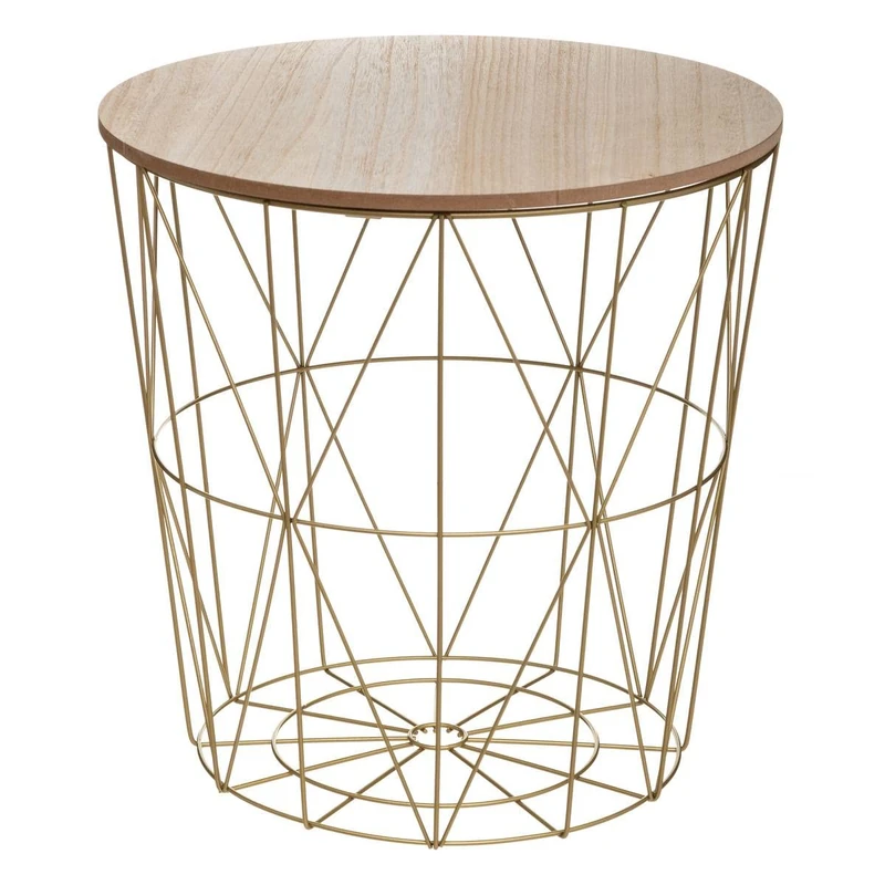 Atmosphera ATM-157056I Coffee Table Metal Gold and Wooden Top Height 41 cm, Gold, cm - Image 1