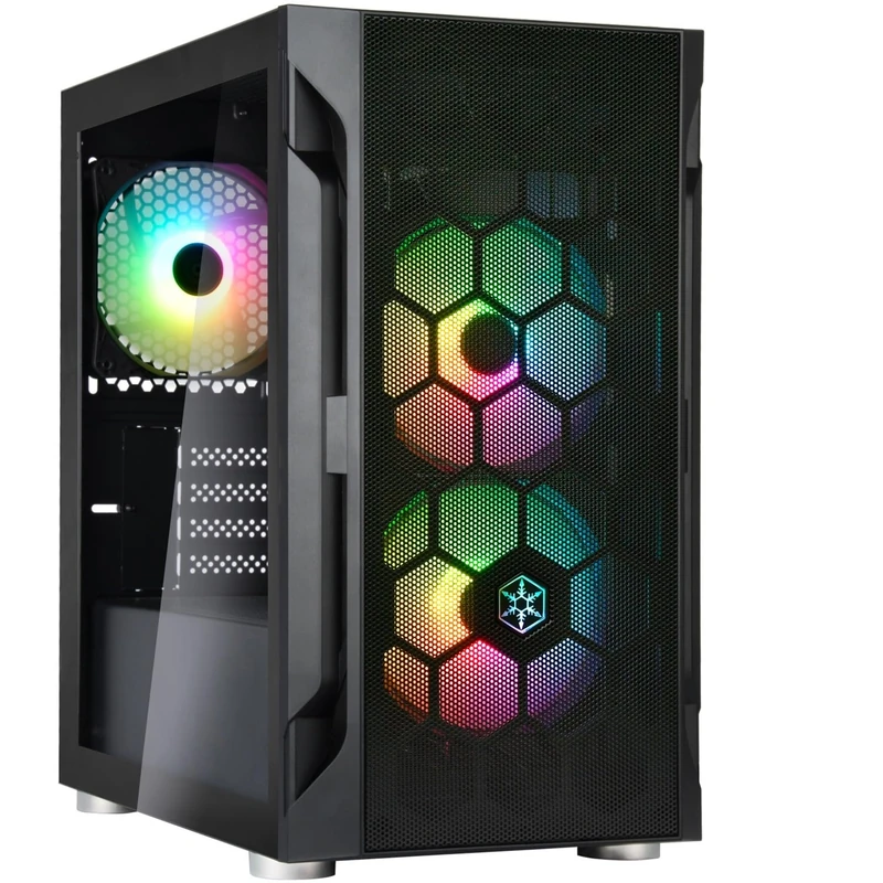 SilverStone Technology FARA H1M PRO, Black, Stylish and distinct Micro-ATX gaming chassis with ARGB lighting, SST-FAH1MB-PRO