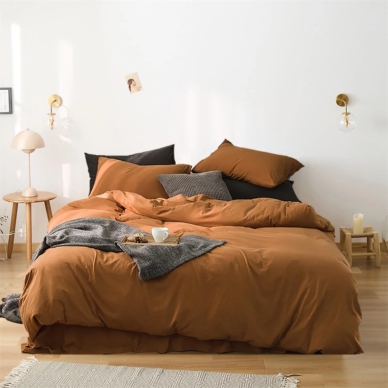 Luxlovery Pumpkin Color Comforter Set Twin Burnt Orange Bedding Set Solid Color Rust Soft Breathable Blanket Quilts Dusty Terracotta Comforter Set with 2 Pillowcases for Kids Teens