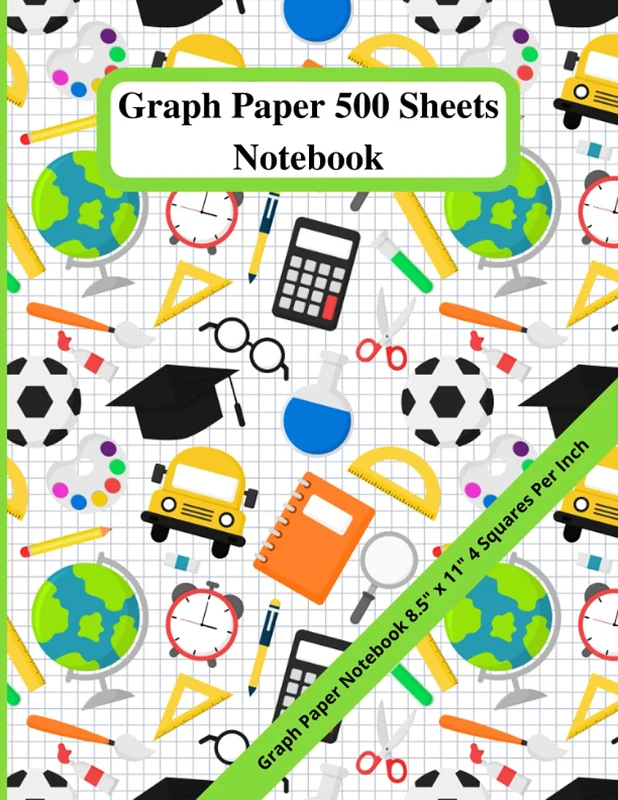 Graph Paper 500 Sheets Notebook: Graph Paper Notebook 8.5" x 11" 4 Squares Per Inch