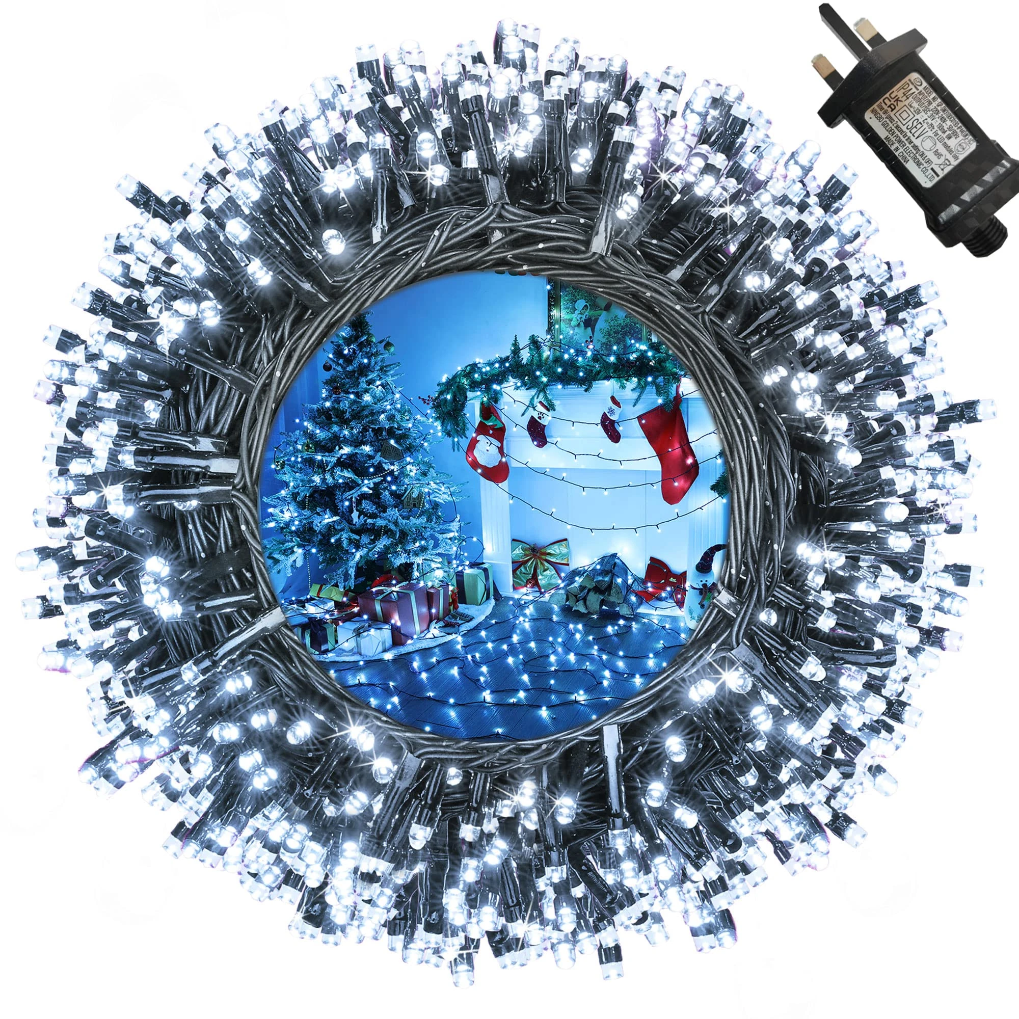 Moxled Christmas Tree Lights White - 35M 350 LED Outdoor Christmas Lights Waterproof, Timer, 8 Modes Expandable Fairy String Lights Mains Powered for Outdoor Indoor Xmas Tree Decorations